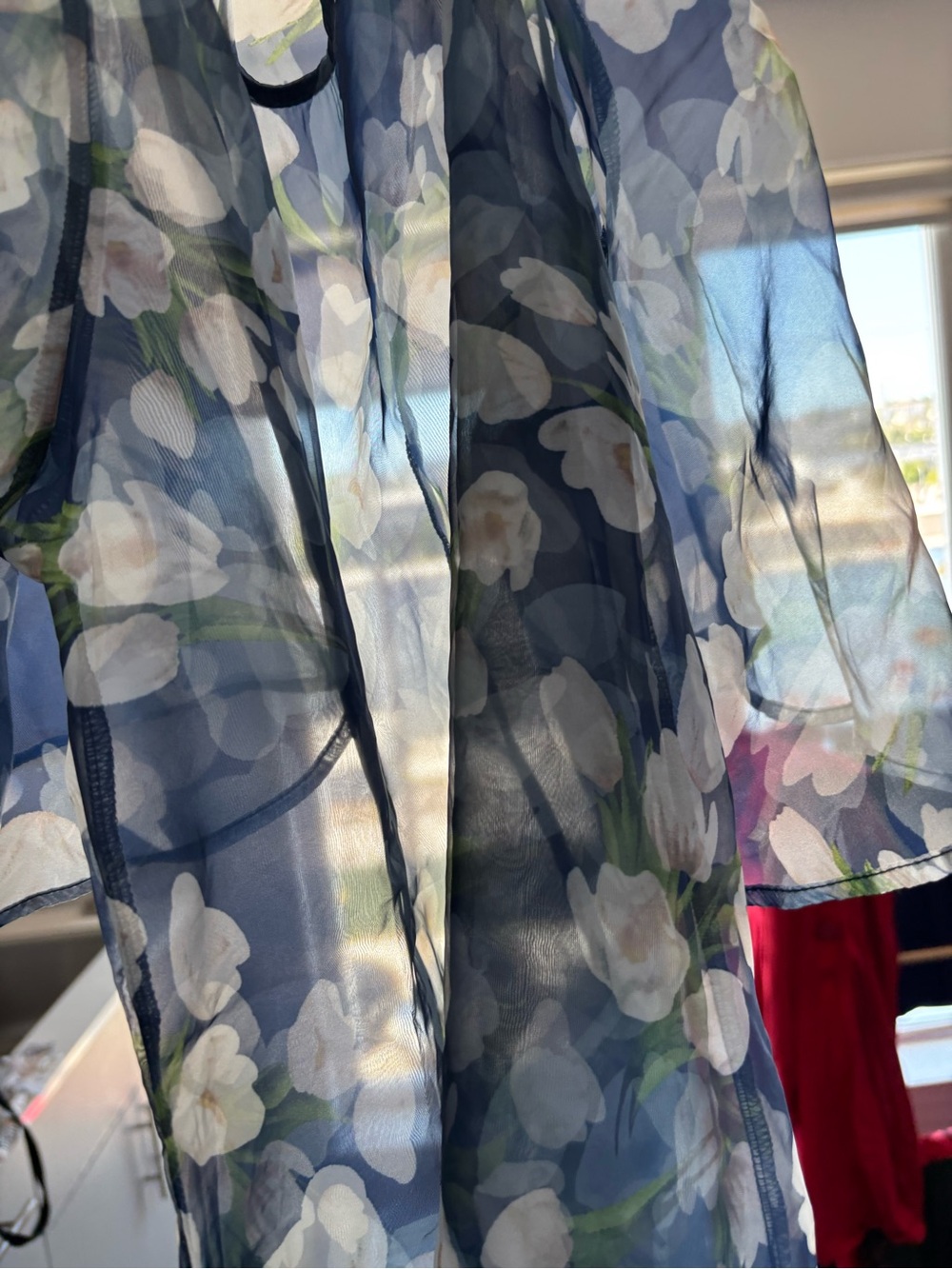 Navy Floral Slip Dress - White & Green Flower Print